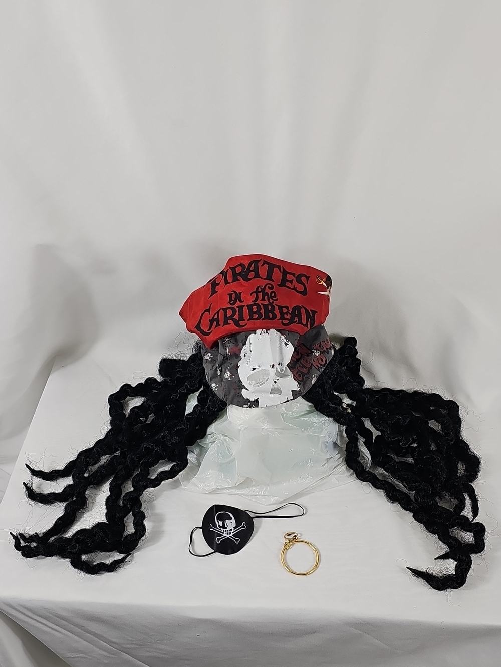 Pirates of the Caribbean Red Pirate Bandana with Black Dreadlock Wig